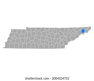 Mapa de Washington en Tennessee sobre fondo blanco