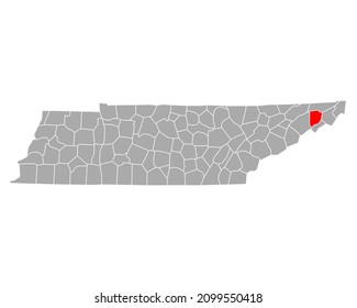 Karte von Washington in Tennessee auf Weiß