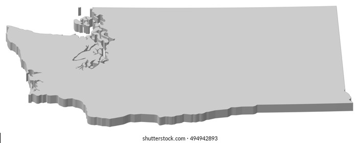 Map - Washington (United States) - 3D-Illustration