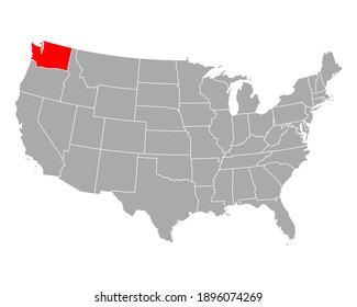 Map of Washington in USA on white