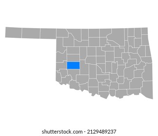 Map of Washita in Oklahoma on white