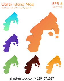 Map of Water Island with beautiful gradients. Awesome set of Water Island maps. Mind-blowing vector illustration.