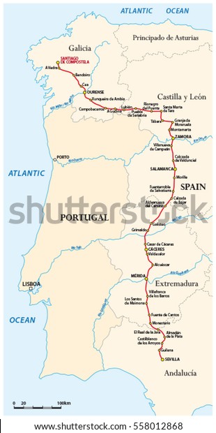 Map Way St James Seville Santiago Stock Vector Royalty Free