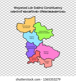 Map of Wayanad Lok Sabha constituency with names of assembly segments.