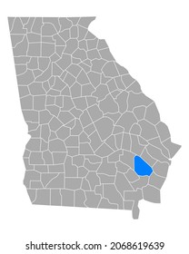 Mapa de Wayne en Georgia en blanco