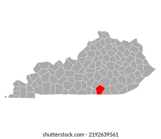 Map of Wayne in Kentucky on white