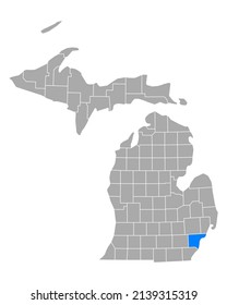 Map of Wayne in Michigan on white