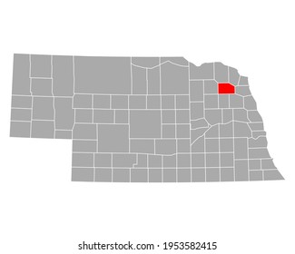 Map of Wayne in Nebraska on white