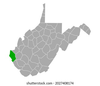 Map of Wayne in West Virginia on white