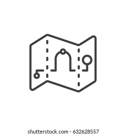 Map waypoints outline icon, line vector sign, linear style pictogram isolated on white. Route symbol, logo illustration. Editable stroke. Pixel perfect