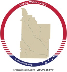 Map of Webster County in Georgia, USA arranged in a circle.