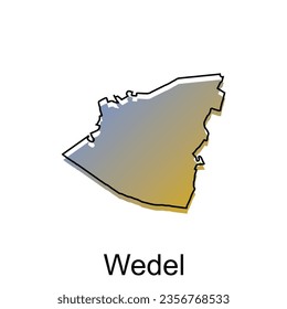 Karte des Wedel-Illustrationsdesigns. Deutsches Land-Weltkarte-Muster