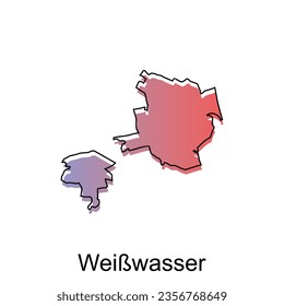Mapa del diseño de ilustración de WeiBwasser. Mapa internacional del vector del mapa del país alemán