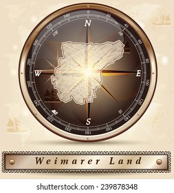 Map of Weimarer-Land with borders in bronze
