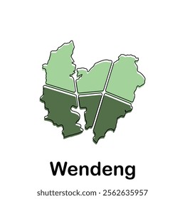 map of Wendeng geometric modern outline, High detailed vector illustration design