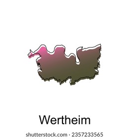 Map Of Wertheim City Modern Colorful design, illustration vector design template