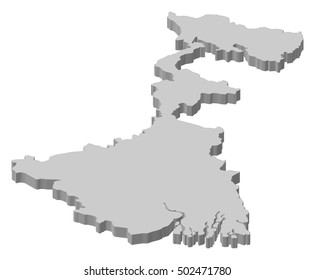 Map - West Bengal (India) - 3D-Illustration