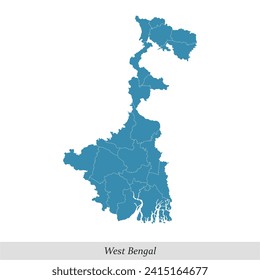 map of West Bengal is a state of India with borders districts