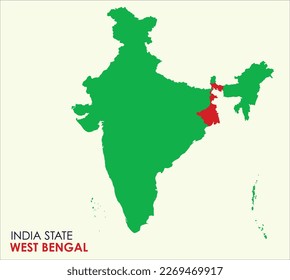 Map of West Bengal, West Bengal state location in Indian Map, Solid map of India With State Map West Bengal.