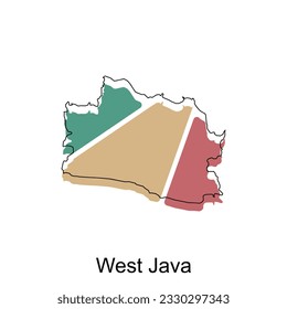 Map of West Java illustration design, World Map International vector template with outline graphic sketch style isolated on white background
