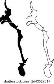 Mapa de West Lake Whitney Connecticut EUA Silhueta Plano e Contorno Design