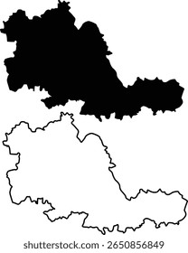 Map of West Midlands United Kingdom Silhouette Flat and Outline Design