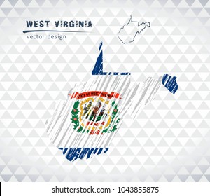 Map of West Virginia with hand drawn sketch pen map inside. Vector illustration