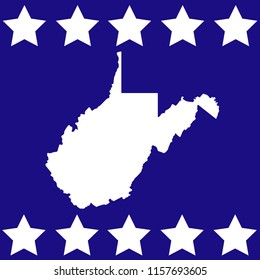 map of West Virginia on the American flag