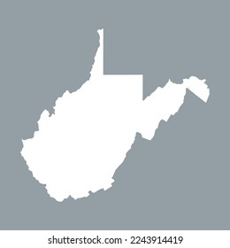 Mapa del estado de Virginia Occidental de color blanco aislado en fondo gris. Ilustración del vector