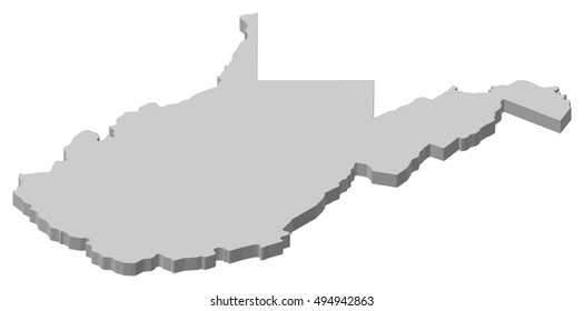Map - West Virginia (United States) - 3D-Illustration