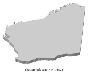 Map - Western Australia (Australia) - 3D-Illustration