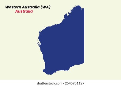 Map of Western Australia, Map of Western Australia with fill colour, Map of Australia state Western Vector Illustration, Australia.
