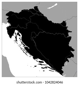 Map Of The Western Balkans Black Map. No Text. Vector Illustration.