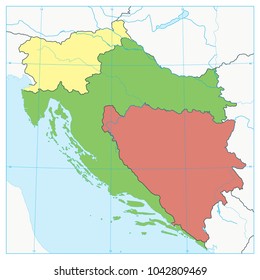 Map Of The Western Balkans. No Text. Vector Illustration.