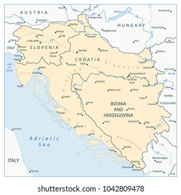 Map Of The Western Balkans. Vector Illustration.