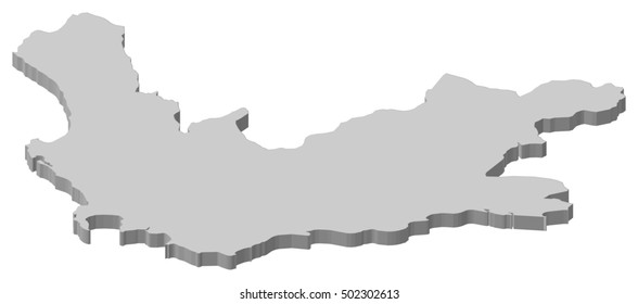 Map - Western Cape (South Africa) - 3D-Illustration