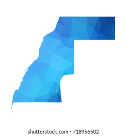 Map of Western Sahara - Blue Geometric Rumpled Triangular , Polygonal Design For Your . Vector illustration eps 10.