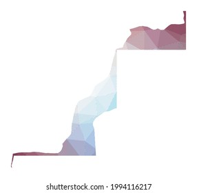 Map of Western Sahara. Low poly illustration of the country. Geometric design with stripes. Vector illustration.