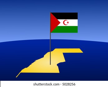 mapa del Sahara Occidental y su bandera en la ilustración de polo