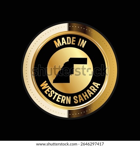 Map of Western Sahara. Vector illustration. Logo, Icon, and Symbol. Western Sahara map gold seal. 