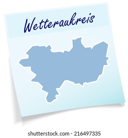 Map of Wetteraukreis as sticky note in blue