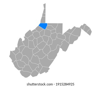 Map of Wetzel in West Virginia on white