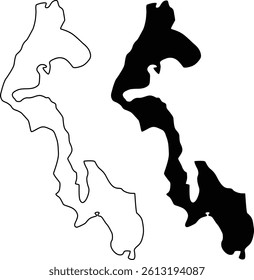 Map of Whidbey Island Silhouette Flat and Outline Design