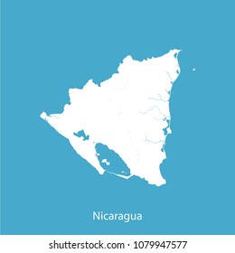 map white Blue background of nicaragua vector illustration eps.10