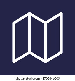 Map white colored vector line icon with dark background