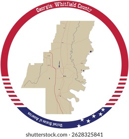 Mapa do Condado de Whitfield, Geórgia, Estados Unidos organizado em círculo.