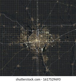 Map Wichita City. Kansas. USA