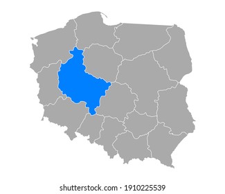 Map of Wielkopolskie in Poland on white