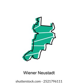 mapa de Wiener Neustadt City moderno con contorno, Alta ilustración detallada Vector Diseño Plantilla