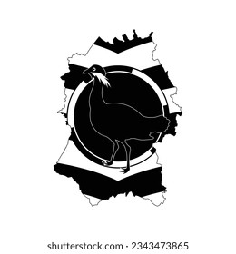 The map of the Wiltshire county with its flag in white and black colours isolated on white background. Vector illustration